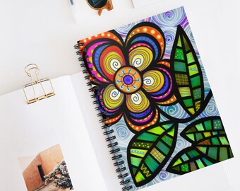 Spiral notebooks | Soft cover journal | Self Care Journal | Memory Journal | Colorful Flower Art