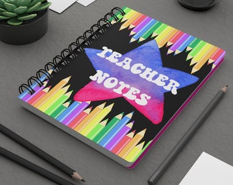 Teacher Notes Spiral Notebook, Spiral Bound Journal, Ruled Line, Journal Notebook, Laminated Protective Cover
