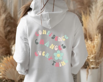 Confidence VSCO Retro Hoodie / Smile Happy Oversized Sweatshirt / Positive VIbes Happy Words on Back Sweatshirt / Tumblr Style Hoodie