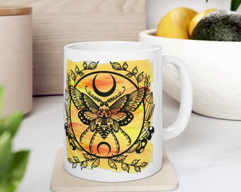 Butterfly Moth Mug, Goblincore Cottagecore, Vintage Biology Nature Lover, Dark Academia, Vintage Moth