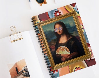 Funny Mona Lisa Pet Mom Journal Spiral notebooks | Soft cover journal | Memory Journal |  Memories note book | Memory Journal | Gift for Her