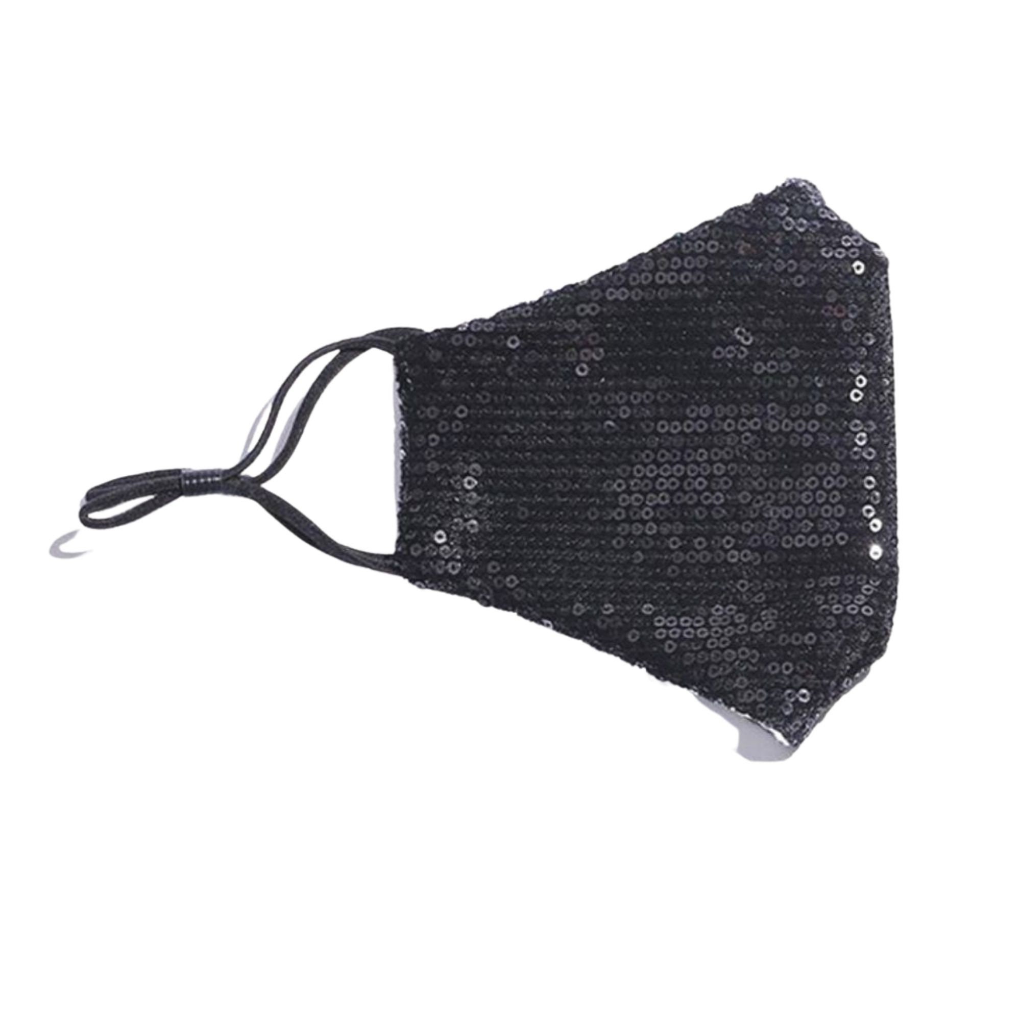 Black Sequin Face Mask, Reusable, Washable, Bling, Sparkly, Party Face