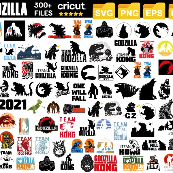 Godzilla Svg Bundle, Godzilla Png, Kong Svg, Svg For Cricut, Team Godzilla Clipart, Layered Files, Instant Download
