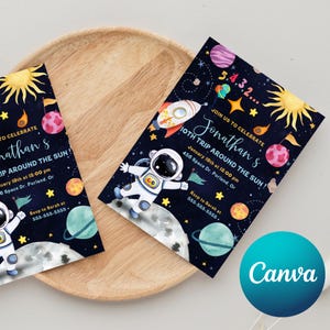 Editable Outer Space Birthday Invitation Template,planets Rocket Ship ...