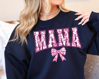 Mama Floral Toile PNG, Pink Watercolor Coquette Bow Clip Art, Vintage Aesthetic Sublimation Design, Printable DTF DTG Waterslide, Digital