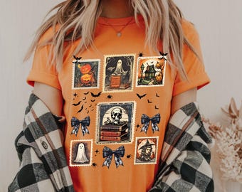 Upiorny sezon PNG, Vintage Halloween Ghost PNG, Flirty Fall Pumpkin Shirt Design, Preppy Halloween Brush Stroke Sublimacja, Cute Retro PNG