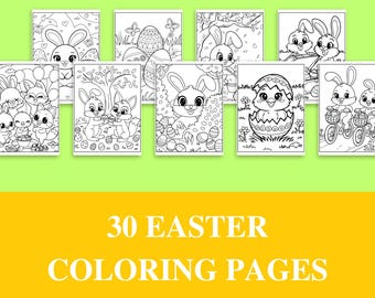 Páginas para colorear de Pascua para niños y bebés Actividad imprimible sencilla y fácil / Libro para colorear de educación en el hogar para preescolares y jardín de infantes / Primavera