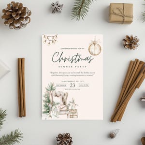 Weihnachtseinladung zum Abendessen | Bearbeitbare Feiertagseinladungsvorlage | Festliches Printable für Familie & Freunde | Sofortdownload | Digital |