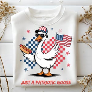 Vaterländische Gans PNG, lustige 4. Juli Clipart, Dumme USA Gans Sublimation, Unabhängigkeitstag PNG, digitaler Download für Sommer Handwerk