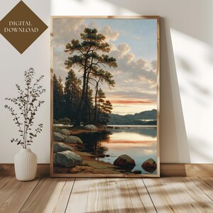 Landscape Vintage Painting | Rustic Wall Art | Countryside Scene | Neutral Tones | Antique-Style Print | DIGITAL DOWNLOAD | PRINTABLE Art