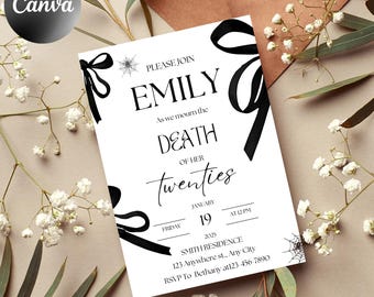 RIP to my 20s Invite, 30th Birthday Invitation, Editable, Death to my Youth 30th Birthday, Death to her twenties invite, Coquette,Dirty 30th