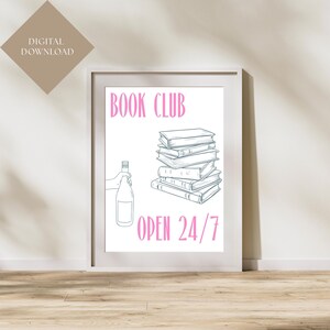 Book Club Wall Art, Book Lover Printable, Cute Bookish Poster, Trendy Reading Decor, Gift for Readers, Bibliophile Home Decor,Book Lover Art