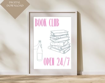 読書クラブのウォールアート、読書好きの印刷物、かわいい本好きのポスター、トレンディな読書装飾、読書家へのギフト、読書好きのホームデコレーション、読書好きのアート