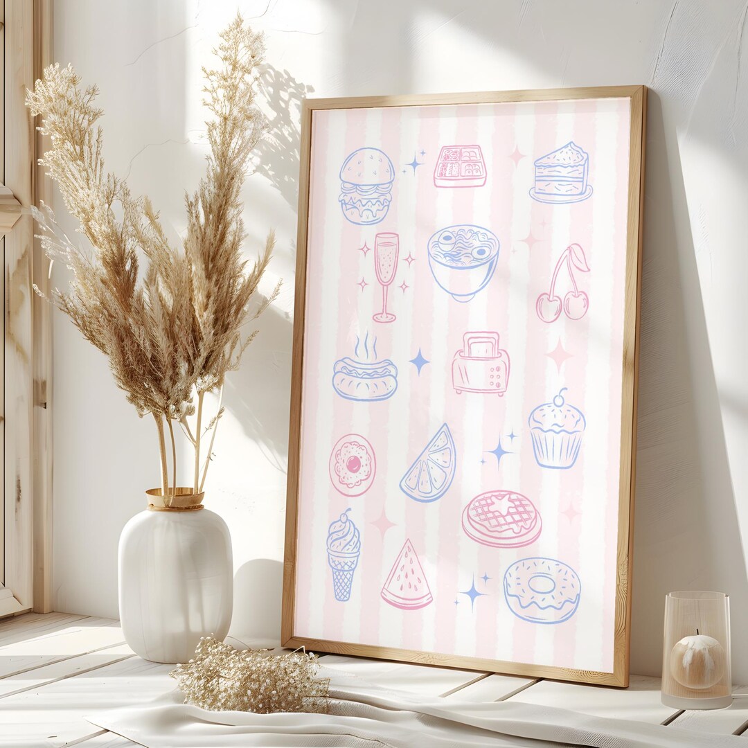 500 kitchen wall art prints bundle, retro food and... Retro Food & Drink Poster, Vintage Kitchen Wall Art, Maximalist Gallery ...