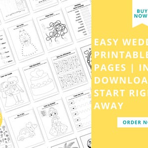 Kids Wedding Activity Pack, Wedding Coloring Book for Children, Printable Activity Book, Kids Reception Table Games, Instant Download
