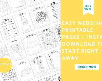 Kids Wedding Activity Pack, Wedding Coloring Book for Children, Printable Activity Book, Kids Reception Table Games, Instant Download