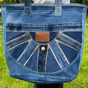 Upcycling Patchwork Jeanstasche Handtasche Damen handmade Bild 4