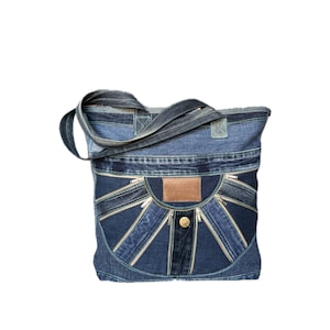 Upcycling Patchwork Jeanstasche Handtasche Damen handmade Bild 1