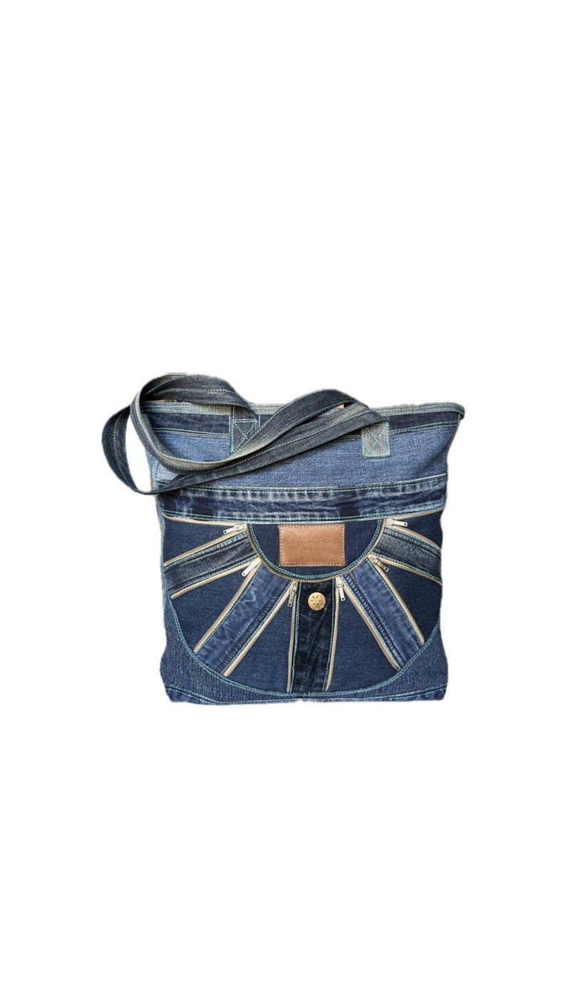 Upcycling Patchwork Jeanstasche Handtasche Damen handmade Bild 1