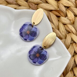 Faux Pressed Flower Earrings | Boho | Botanical | Teacher Gifts | Cottagecore | Aesthetic | Floral | Delicate | Dainty