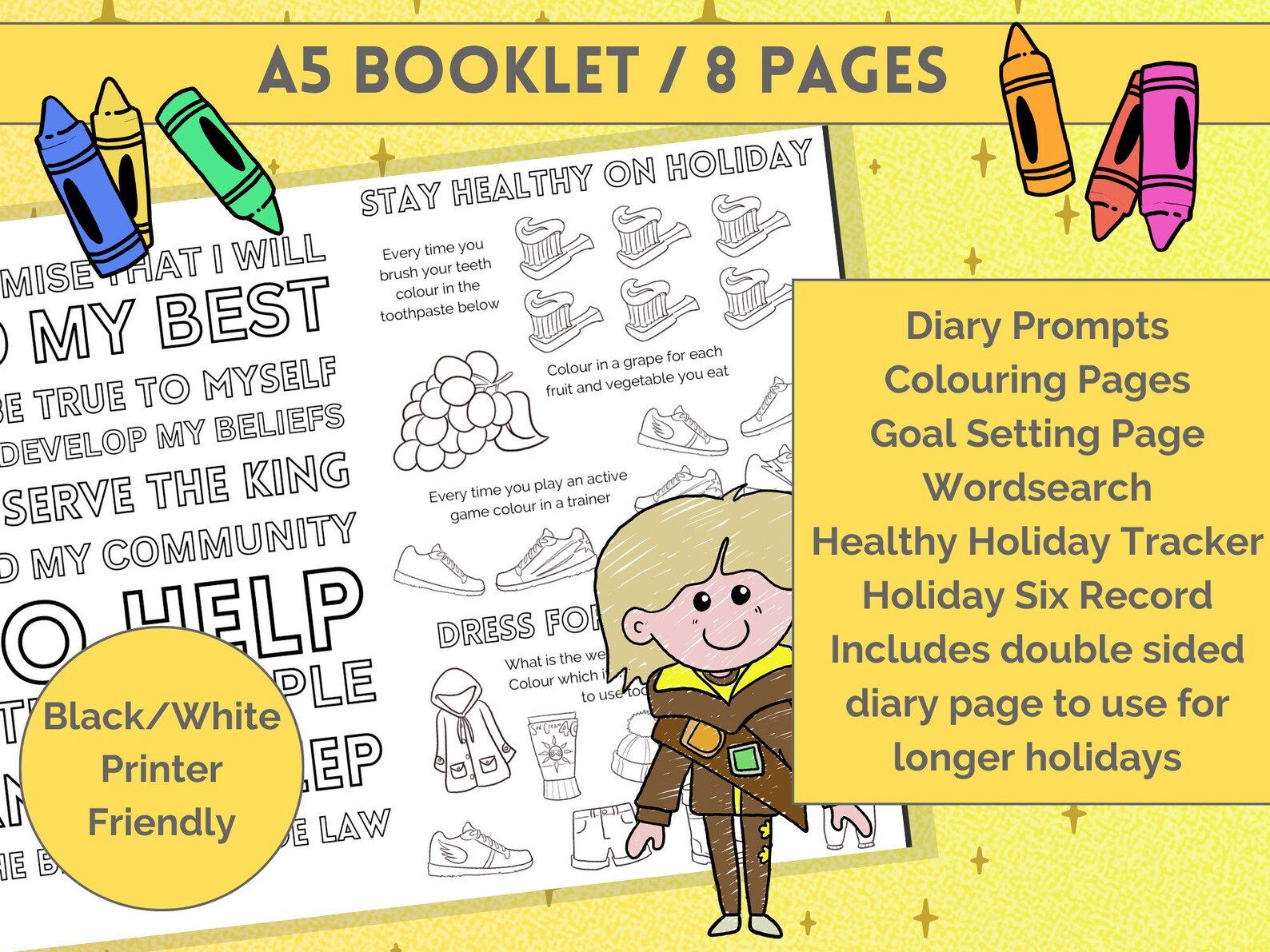 Printable Brownie Holiday Diary | Brownie Leader Resource | Girl Scout Holiday Diary | Brownie ...