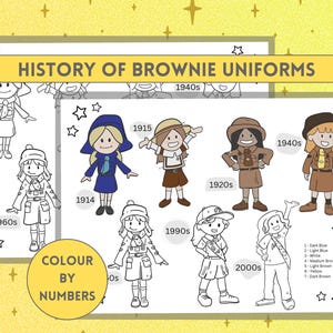 Brownie Uniform History Colouring Page | Girl Guiding Resource (PDF Pattern)