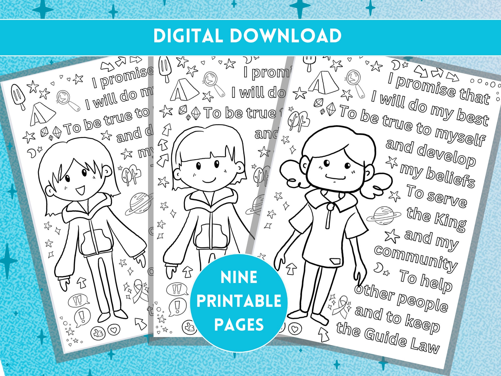 Guide Promise and Uniform Colouring UK | Girl Guide Printable | Brownie ...