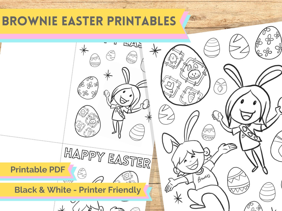 Printable Brownie Easter Colouring Brownie Leader Resource Easter Cards Brownie Colouring Pages ...