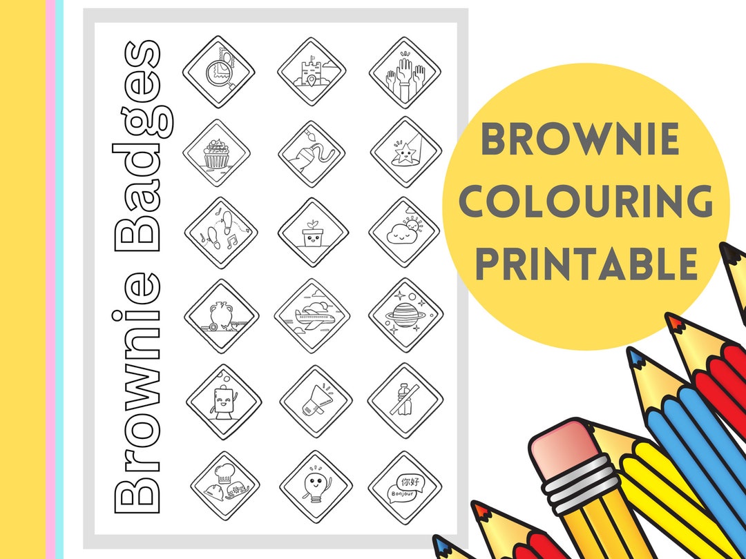 Brownie Badges Colouring Page Brownies Badges Leader Etsy