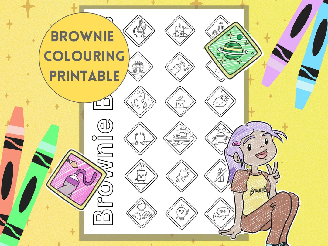 Brownie Badges Colouring Page | Brownies | Easy Download | Leader ...