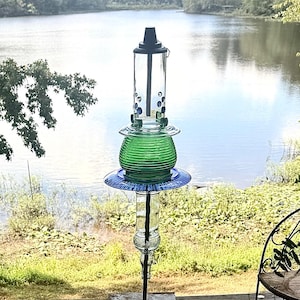 Upcycled Glass Tiki Torch Lamp, Yard Art Decor, Garden Art Decor, House Gift, Gardening Gift, Garden and Yard Ornaments, Mother&#39;s Day Gift