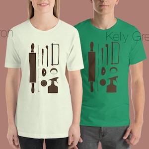 Ceramic Handbuilding Tools Unisex T-Shirt, pottery tools, eco-friendly, socially responsible, brown