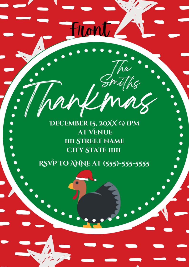 Thankmas Invitation Evite PNG Digital Download Editable Etsy