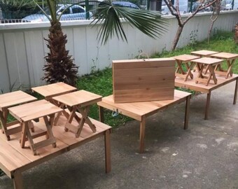 Tables de pique-nique pliables en bois de style Boho Guadeloupe