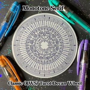 Serif Classic Tarot Zodiac Decan Wheel Vinyl Sticker [Monotone] [V2] --- Rider-Waite-Smith