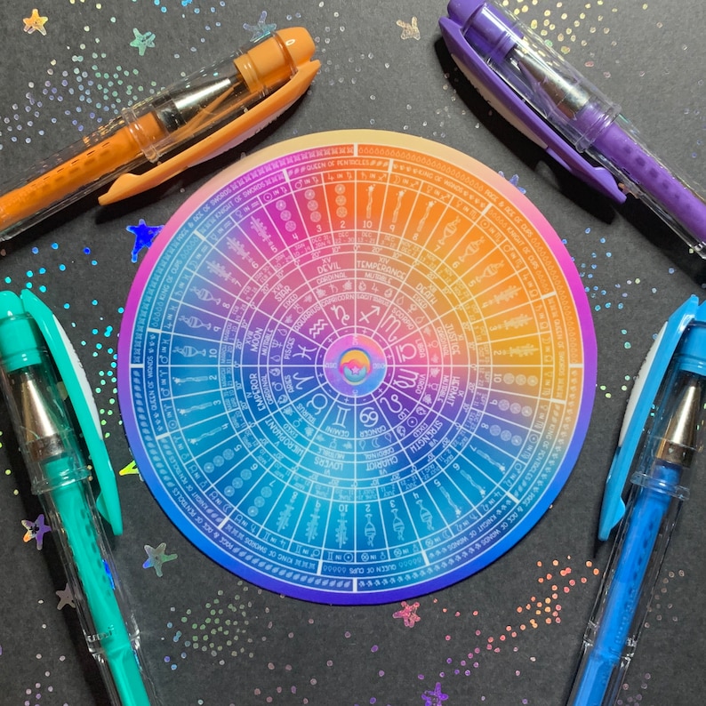 CAPS Classic Tarot Zodiac Decan Wheel Vinyl Sticker [gradient] [V2 ...
