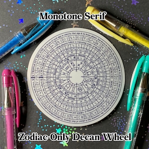 Adesivo de vinil Serif Zodiac-Only Decan Wheel [Monotone] [V2] --- Caldeu e Triplicidade