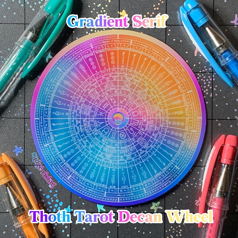 Serif Thoth Tarot Zodiac Decan Wheel Vinyl Sticker [gradient] [V3] - Etsy