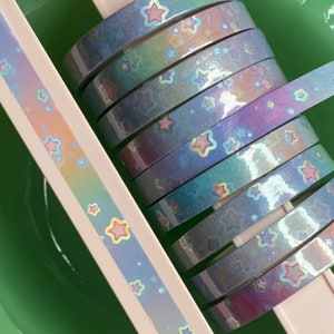Pastell Regenbogen Sternen Holographische Silber Washi Tape