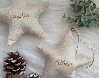 Personalised Christmas Velvet Hanging Star | Plush Xmas Star Ornament | Christmas Tree Bauble Decoration