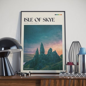 Isola di Skye - Poster retrò / Paesaggio scozzese / Arte murale rustica / Decorazione per la casa / Regalo per viaggiatori / Stampa fotografica di viaggio vintage
