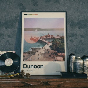 Dunoon - Poster di design paesaggistico scozzese / Arte murale / Decorazione / Fotografia di viaggio vintage / Retro / Stampa poster di metà secolo