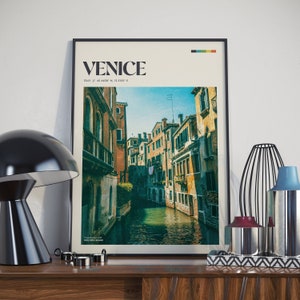 Venice - Retro Poster Design | Italy Cityscape Photo | Rustic Wall Art | Home Decor | Traveller Gift | Vintage Travel Photography Print