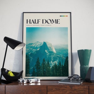 Half Dome, Yosemite - Poster retrò / Foto USA / Arte murale rustica / Arredamento per la casa / Regalo per viaggiatori / Stampa fotografica di viaggio vintage