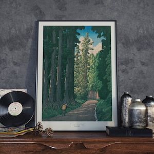 Strada per Nikko - Hasui Kawase / Arte murale / Decorazioni da viaggio / Stampa xilografica giapponese vintage / Retro / Paesaggio forestale / Ukiyo-e