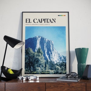 El Capitan, Yosemite - Poster retrò / Foto USA / Arte murale rustica / Arredamento per la casa / Regalo per viaggiatori / Stampa fotografica di viaggio vintage