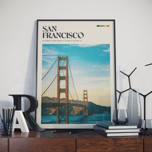 San Francisco - Design di poster retrò / Arte di San Francisco / Decorazioni / Regali per viaggiatori / Fotografia di viaggio vintage / Minimalista / Stampa di poster