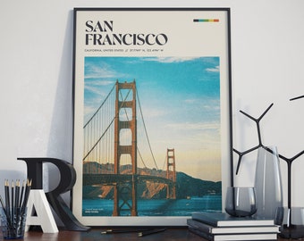 San Francisco - Retro Poster Design | San Francisco Art | Decor | Traveller Gift | Vintage Travel Photography | Minimalist | Poster Print