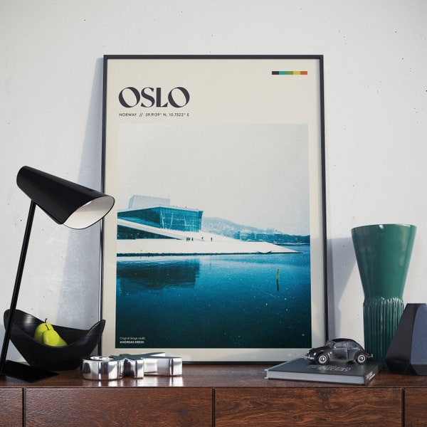 Oslo - Retro Poster Design | Norway City Photo | Rustic | Architecture Wall Art | Decor | Travel Gift | Vintage Travel Photography Print