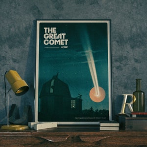 The Great Comet - Astronomical Graphic Design Poster | Wall Art | Decor | Space Illustration | Retro | Contemporary Print | Vintage Drawing
